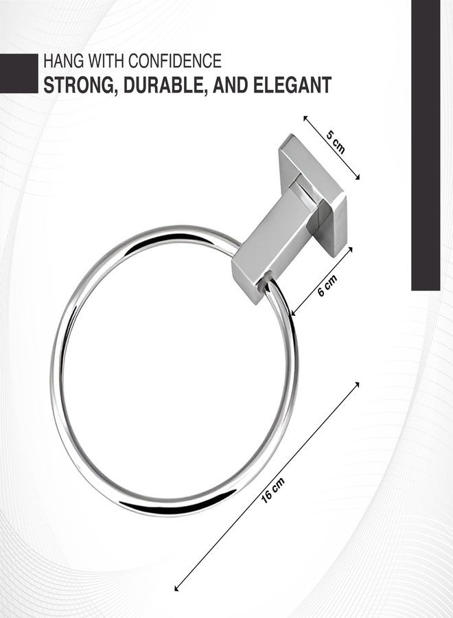 iBELL Round Towel Ring | Towel Holder for Bathroom, Kitchen & Washbasin | Napkin Holder with Chrome Finish - Silver - Image 5